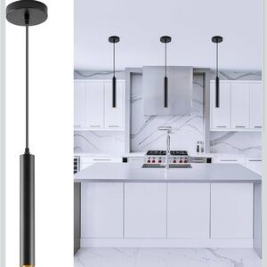 Sleek Black Pendant Light Set of 2